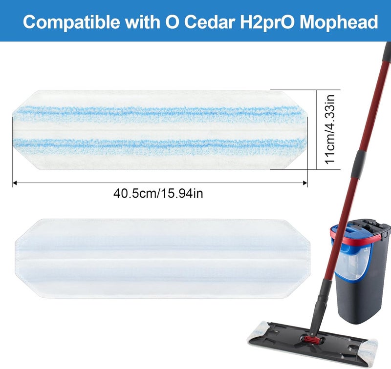 GFRED Mop Pads Replacements Compatible with O Cedar H2prO Flat Mop System Microfiber Mop Replacement Heads for O-Cedar/Vileda H2prO Flat Floor Mop, Washable & Reusable Pad Refills for Deep Cleaning, 4 Pack - Image 3